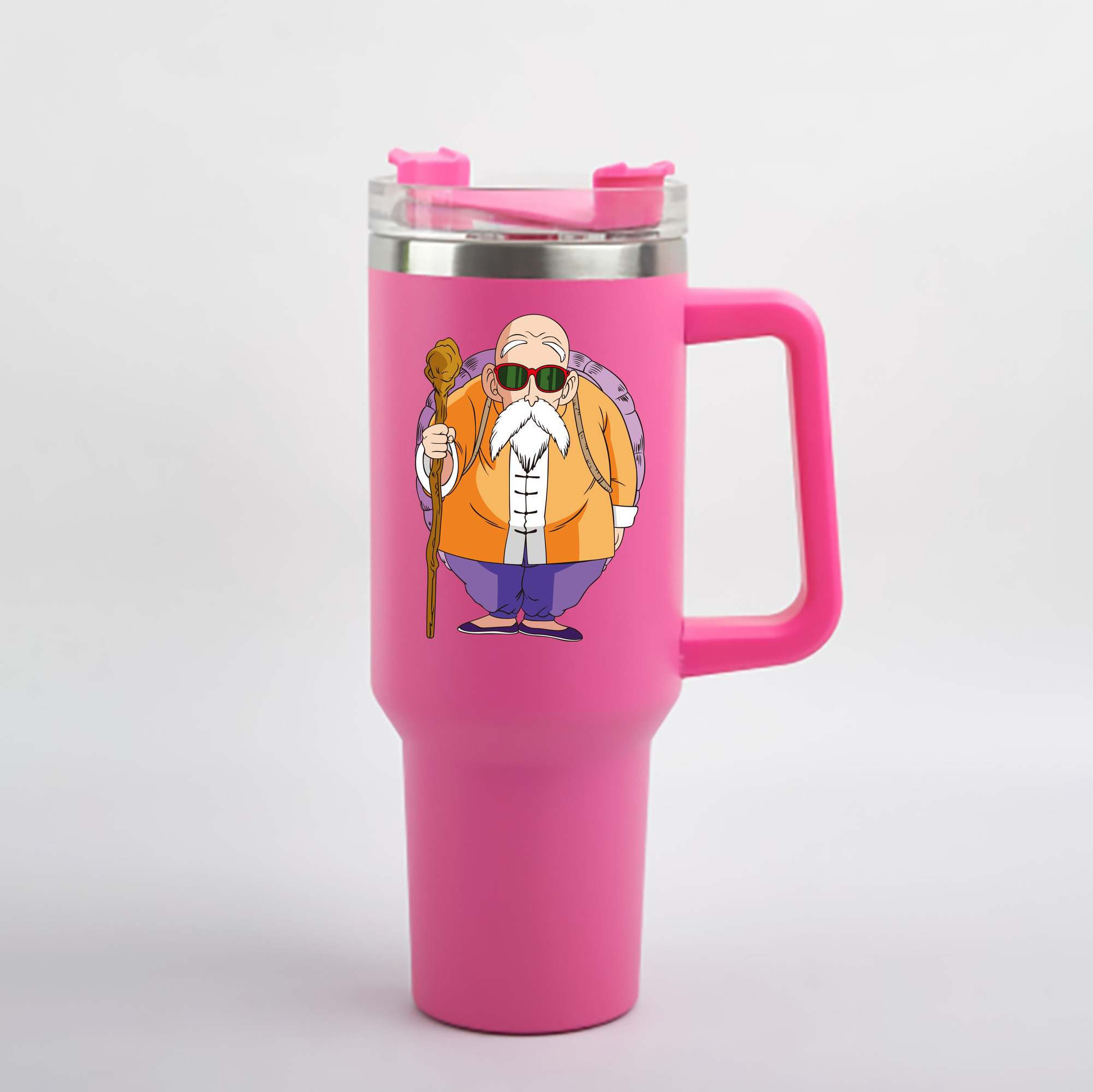 （画像用） ドラゴンボール 亀仙人（かめせんにん） DRAGON BALL Master Roshi Kame Sennin 1200mL車用タンブラー - クリスタルステッカー（プラスチックストロー付き）